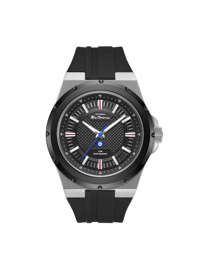 Ben Sherman Gloucester Black Dial Black Silicone Strap Analog Watch for Men, 43mm - Image 1