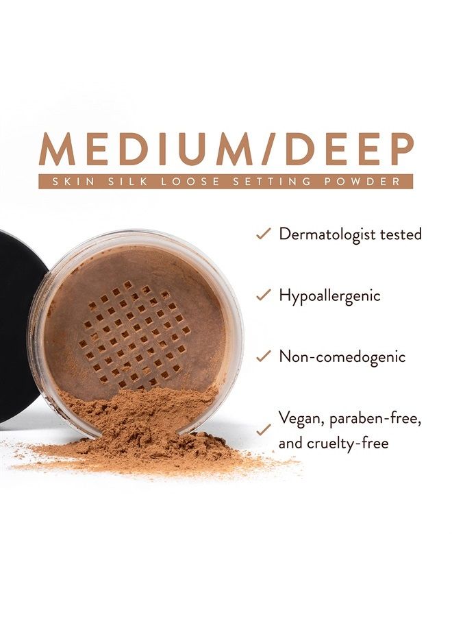 Cosmetics Skin Silk Loose Setting Powder, Loose Setting Powder for Medium Skin, Setting Powder Makeup for Black Women Talc Free, Loose Face Powder Dark Skin, Loose Powder Makeup for Black women