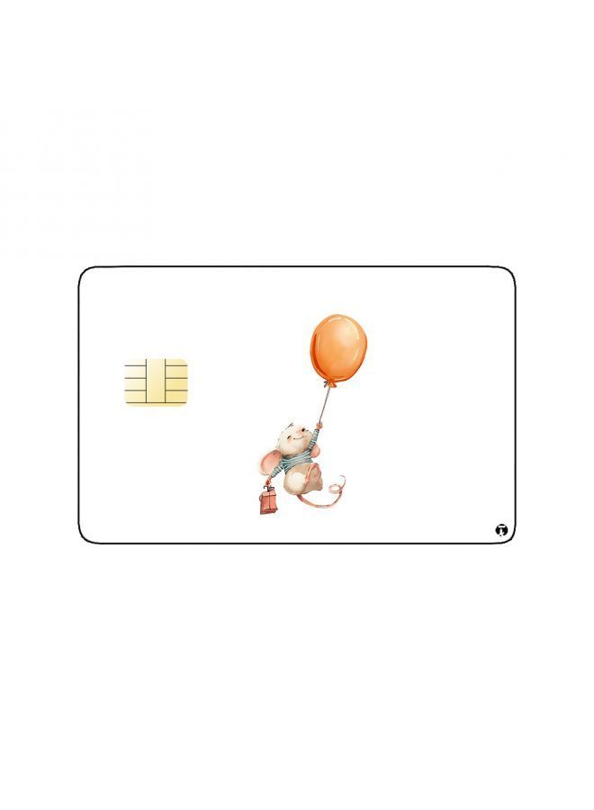 RKN PRINTED BANK CARD STICKER Cute Mouse Drawing With Orange Balloon - Image 2