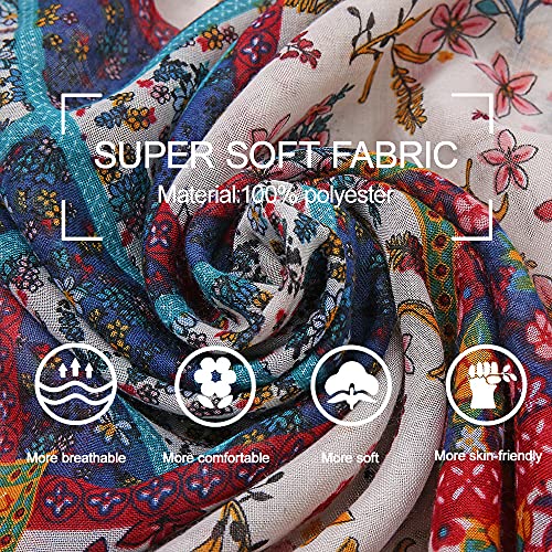 Yeieeo Boho Scarf for Women Lightweight Floral Printed Scarf Fall Winter Fashion Fringed Scarves Wraps Shawl (Floral 11) - Image 3
