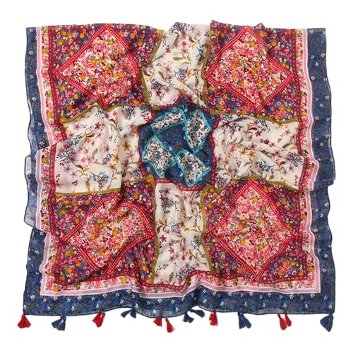 Yeieeo Boho Scarf for Women Lightweight Floral Printed Scarf Fall Winter Fashion Fringed Scarves Wraps Shawl (Floral 11) - Image 2