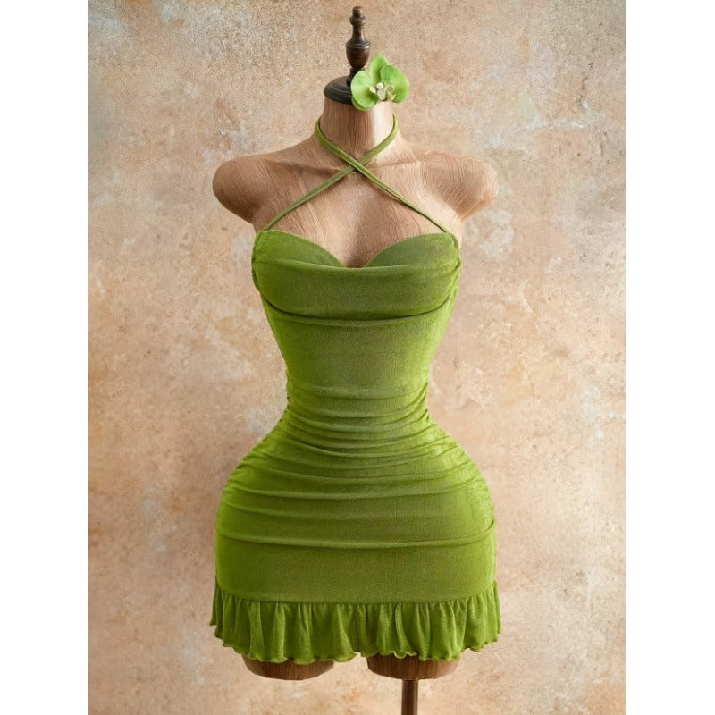 Women's Summer Halter Neck Ruffle Hem Mini Dress - Image 3