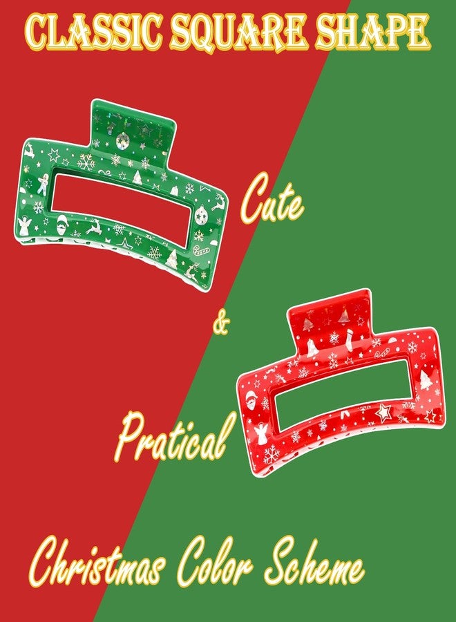 Hapdoo Christmas Hair Clips, Red Green Hair Accessories for Holiday Gifts, Xmas Square Claw Clips Strong Hold Non Slip Decorative Jaw for Women Girls - Image 3