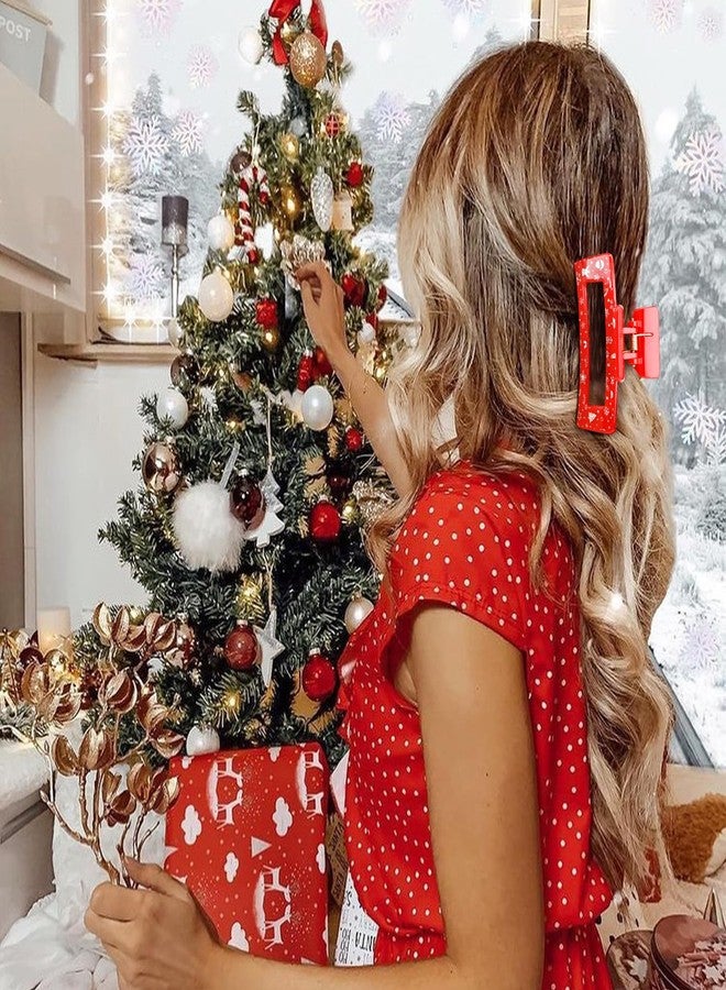 Hapdoo Christmas Hair Clips, Red Green Hair Accessories for Holiday Gifts, Xmas Square Claw Clips Strong Hold Non Slip Decorative Jaw for Women Girls - Image 4