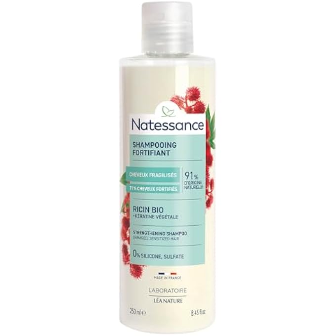Natessance - STRENGTHENING SHAMPOO - CASTOR & VEGETABLE KERATIN - 250ML BOTTLE - Image 1