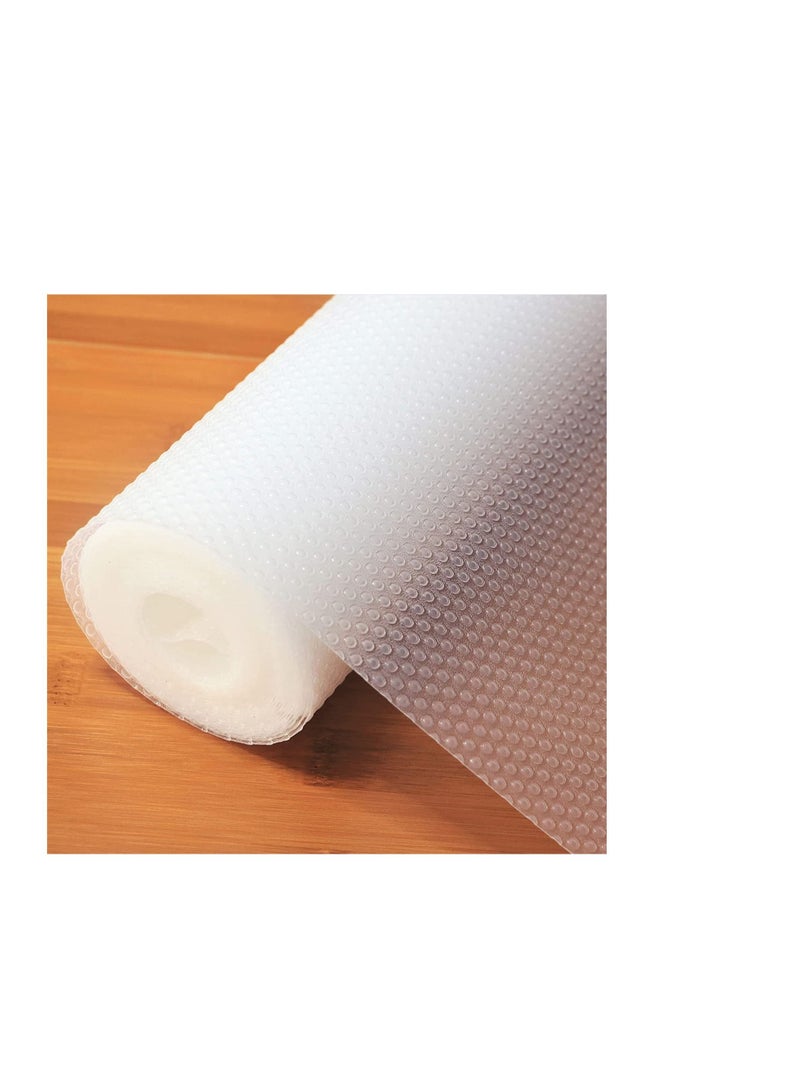 NIBEMINENT Shelf Liners, 17.5 in x16.4 ft EVA Non-Adhesive Drawer Mats, Cupboard Pad, Kitchen Cabinet Lining Fridge Cushion for Home Office (Clear/Dot, 44.5x500cm) - Image 1