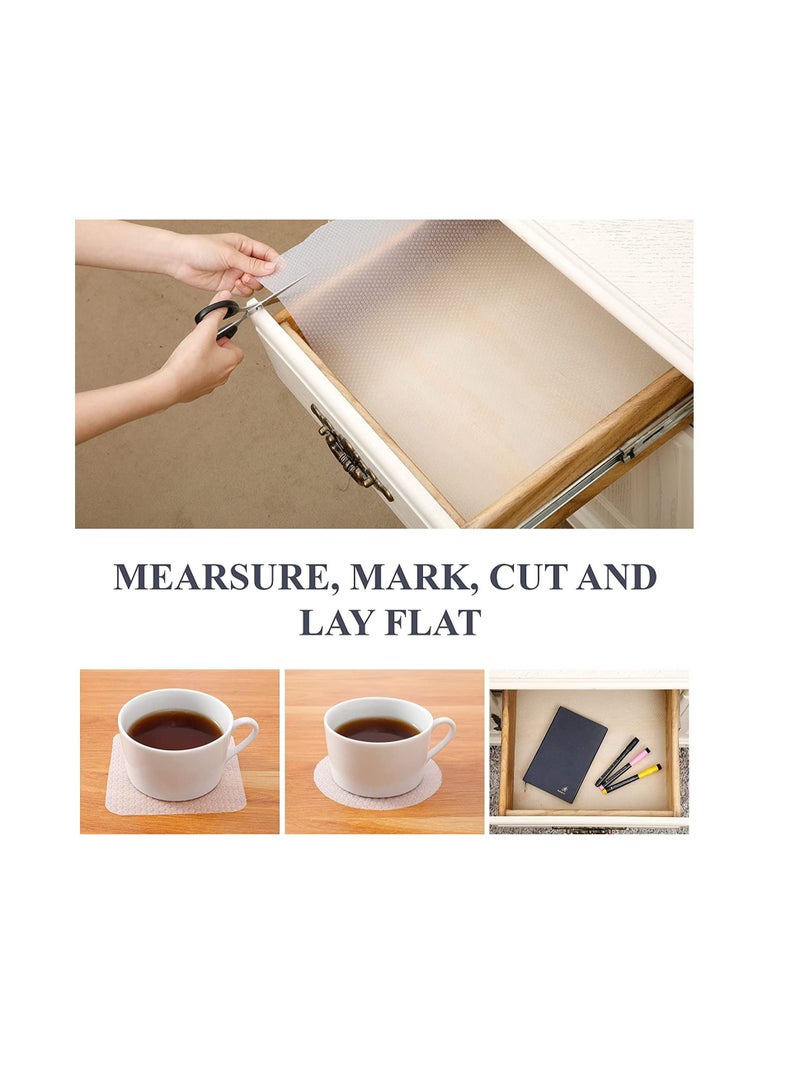 NIBEMINENT Shelf Liners, 17.5 in x16.4 ft EVA Non-Adhesive Drawer Mats, Cupboard Pad, Kitchen Cabinet Lining Fridge Cushion for Home Office (Clear/Dot, 44.5x500cm) - Image 2