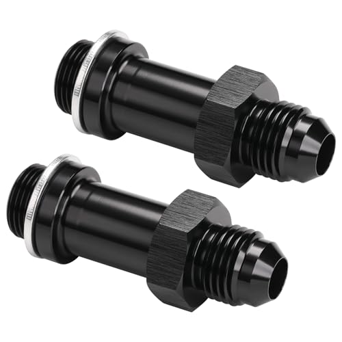 Podavelle 6AN Male Flare to 91624 Carb Carburetor Inlet Fitting Adapter 2 Inch Long Aluminum Black Pack of 2 - Image 1