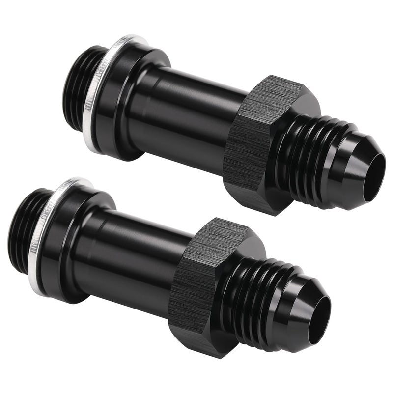 Podavelle 6AN Male Flare to 91624 Carb Carburetor Inlet Fitting Adapter 2 Inch Long Aluminum Black Pack of 2 - Image 2