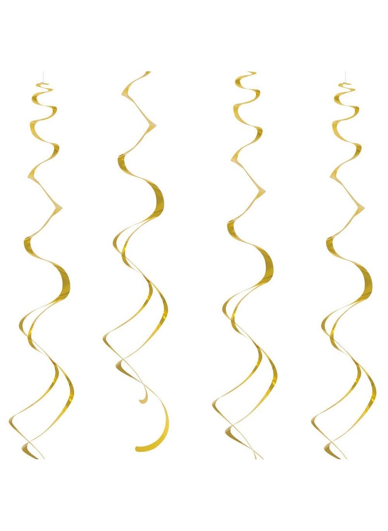 Unique Hanging Swirls Gold Plastic 66cm 8-Pack
