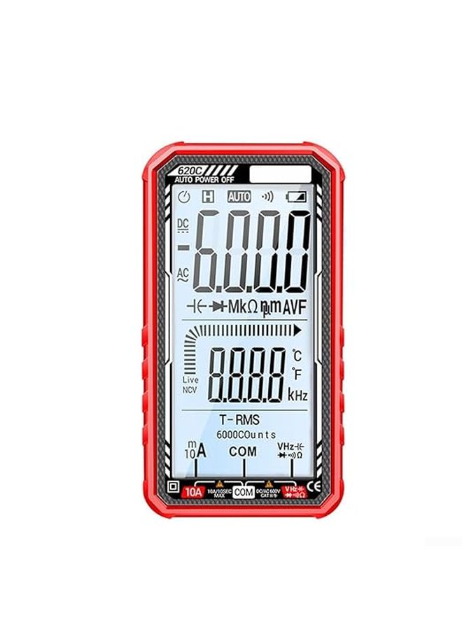 Digital Multimeter 6000 Counts NCV Auto Ranging AC DC Voltage Tester With Backlit LCD Red - Image 1