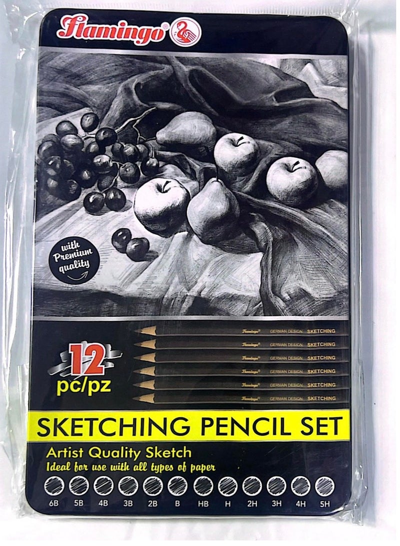Flamingo 12-Pieces Sketching Pencils Sets Black Color