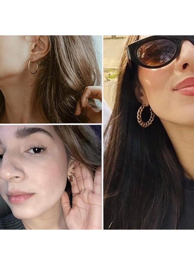 Bukela 54 Pairs Gold Hoop Earrings Set for Women Multipack, Boho Fashion Statement Stud Hoop Earring Pack Butterfly Shaped Assorted Small Big Earrings for Jewelry - Image 4