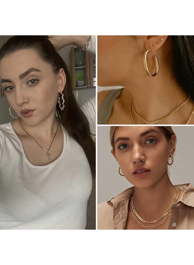 Bukela 54 Pairs Gold Hoop Earrings Set for Women Multipack, Boho Fashion Statement Stud Hoop Earring Pack Butterfly Shaped Assorted Small Big Earrings for Jewelry - Image 2