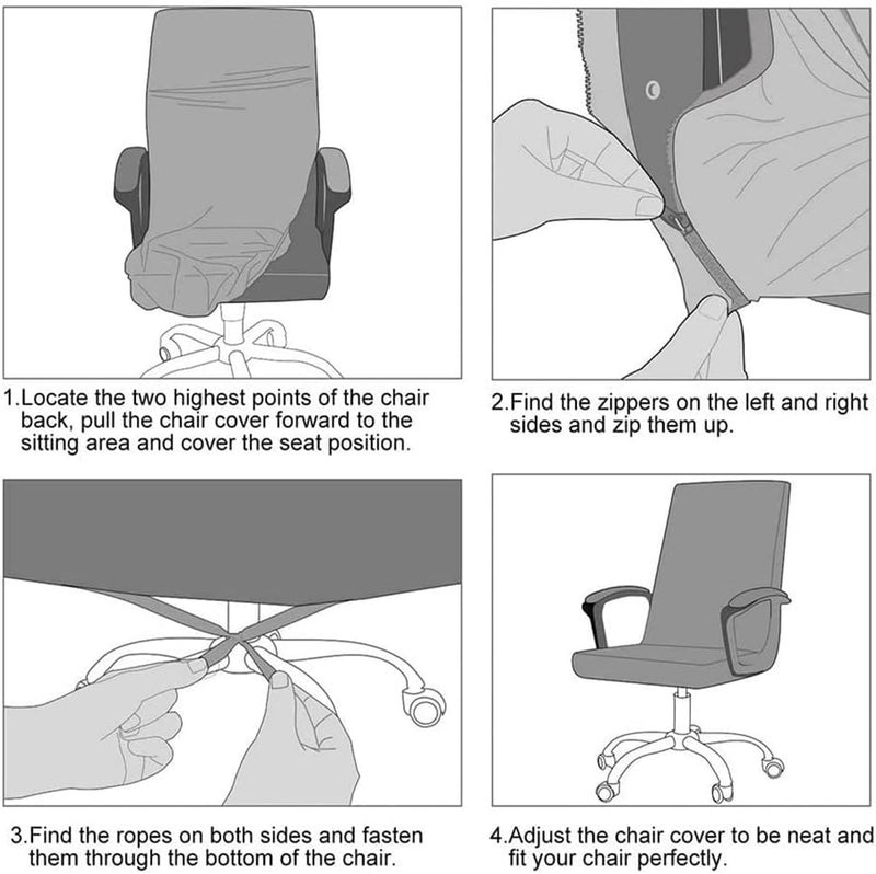 Deisy Dee Computer Office Chair Covers for Stretch Universal Rotating Chair Desk Chairs ONLY Chair Covers (H, Medium) - Image 5