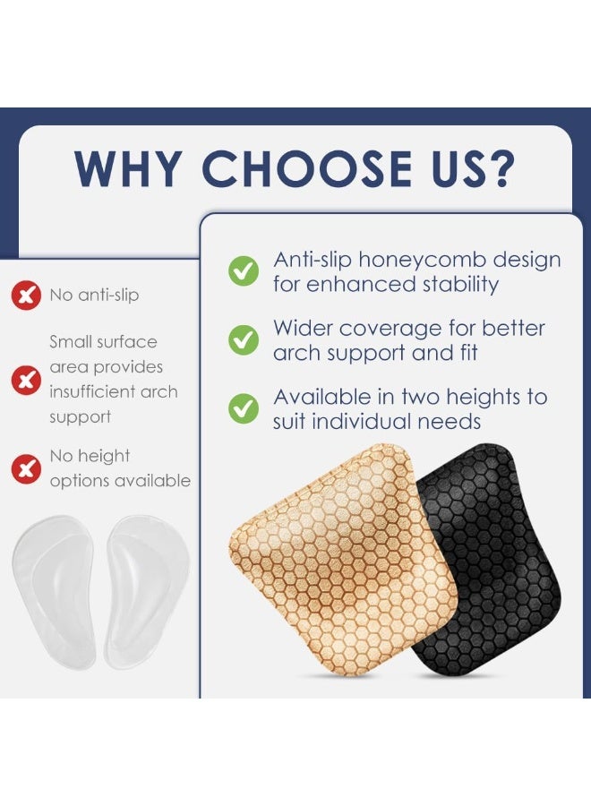 Bukela Arch Support Inserts for Flat Feet & Plantar Fasciitis, Gel Arch Cushions for Foot Pain & Pressure Relief, Non-Slip Adhesive Pads for Women and Men (Black, High) - Image 5