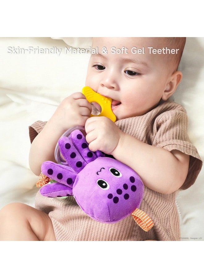 TUMAMA Baby Toys 0 3 6 12 Months, Hanging Stroller Toys Soft Marine Animal Crib Car Seat Toys, Crinkle Infant Rattles With Teether Squeaky Sensory Developmental Toy For Newborn - Image 3