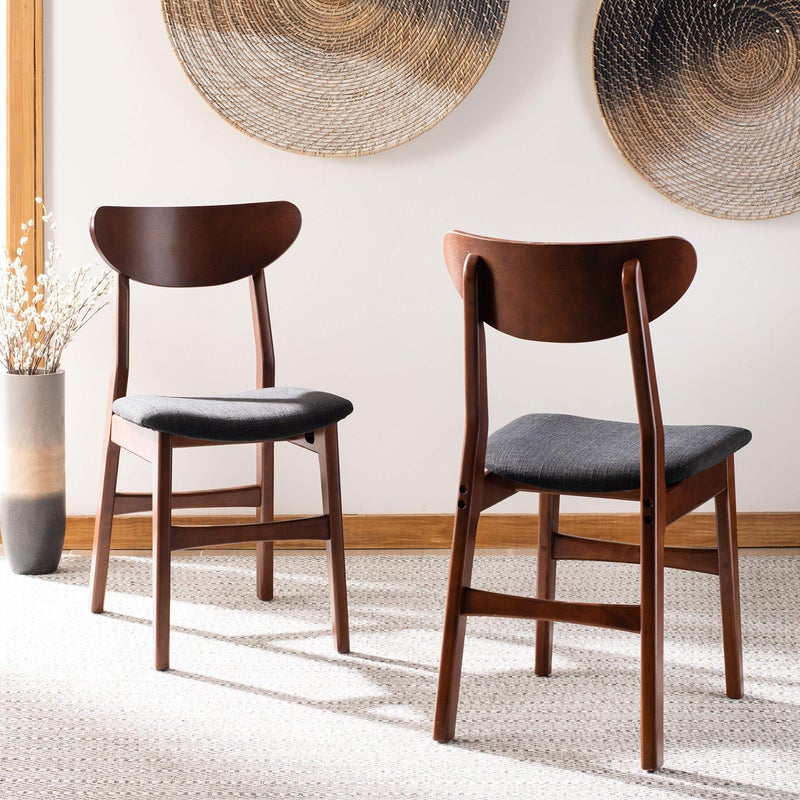 Safavieh Home Lucca Retro Walnut and Black Cushion Dining Chair Set of 2