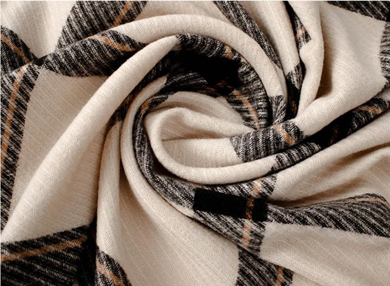Mocasor Women's Plaid Blanket Scarf Fall Winter Soft Warm Large Lattice Shawl Wraps Big Tartan Scarves for Ladies (Beige Black) - Image 4