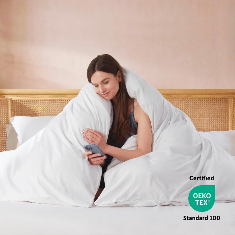 Nestl White California King Duvet Cover Sets - Soft Double Brushed Cal King Duvet Cover, 3 Piece, with Button Closure, 1 Duvet Cover 104x98 inches and 2 Pillow Shams - Image 3