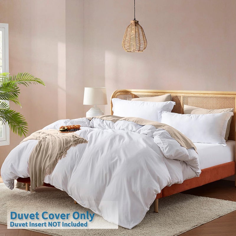 Nestl White California King Duvet Cover Sets - Soft Double Brushed Cal King Duvet Cover, 3 Piece, with Button Closure, 1 Duvet Cover 104x98 inches and 2 Pillow Shams - Image 2