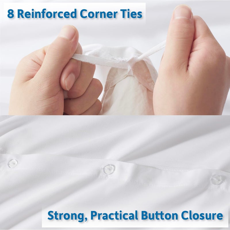 Nestl White California King Duvet Cover Sets - Soft Double Brushed Cal King Duvet Cover, 3 Piece, with Button Closure, 1 Duvet Cover 104x98 inches and 2 Pillow Shams - Image 4