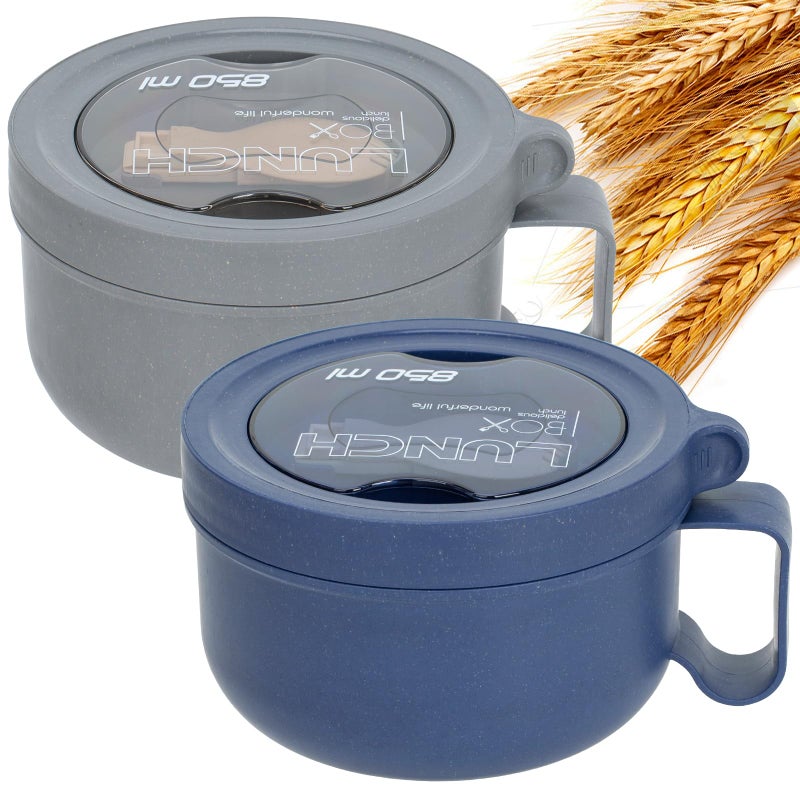 Ronanemon 2 Pack Soup Bowl with Handles, Microwave Ramen Bowl with Lid for Soup and Instant Noodles,Oatmeal, Gumbo, Salad,BPA Free - Image 1