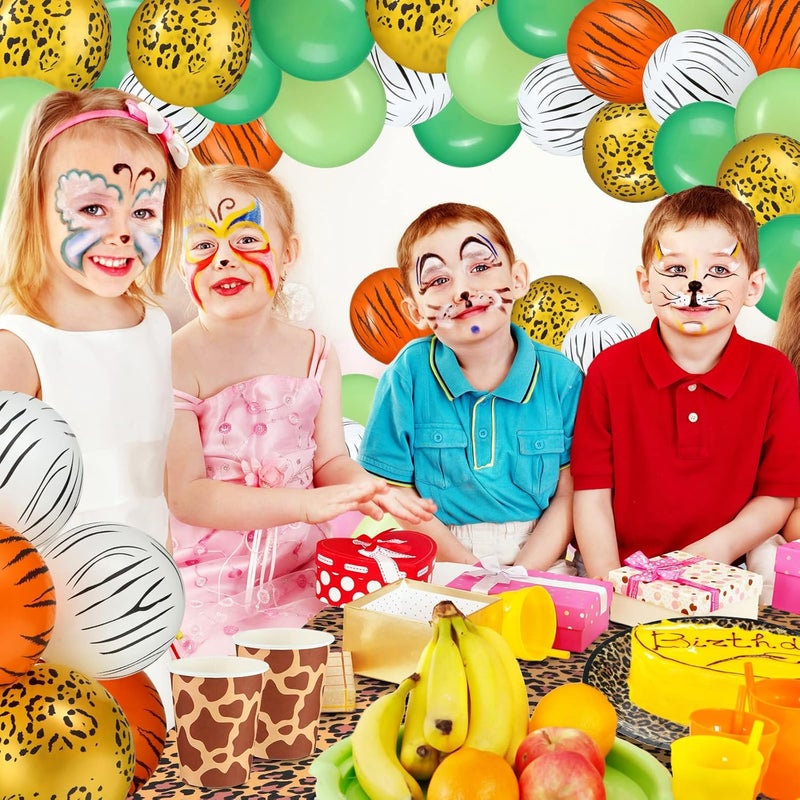 Jerify 169 قطعة لوازم حفلة عيد ميلاد بطباعة حيوانات حديقة السفاري تشمل أطباق ورقية، أكواب، مناديل، غطاء طاولة، بالونات، ملاعق وشوك وزينة حفلة - Image 5
