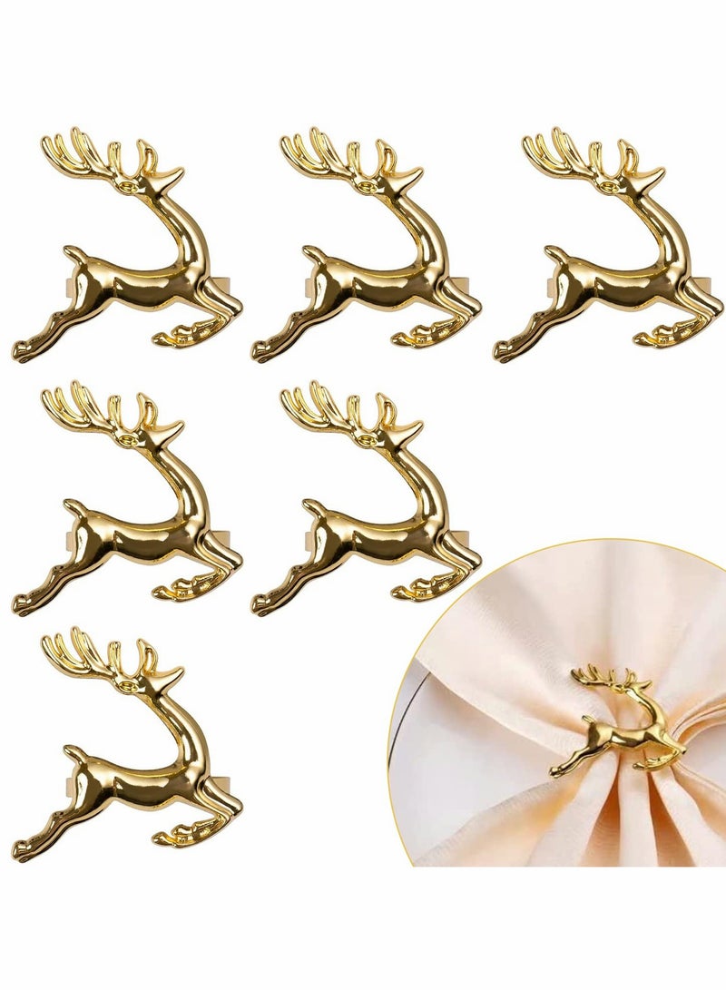 Excefore Napkin Rings Set, Elk Napkin Rings Gold Deer  - Image 1