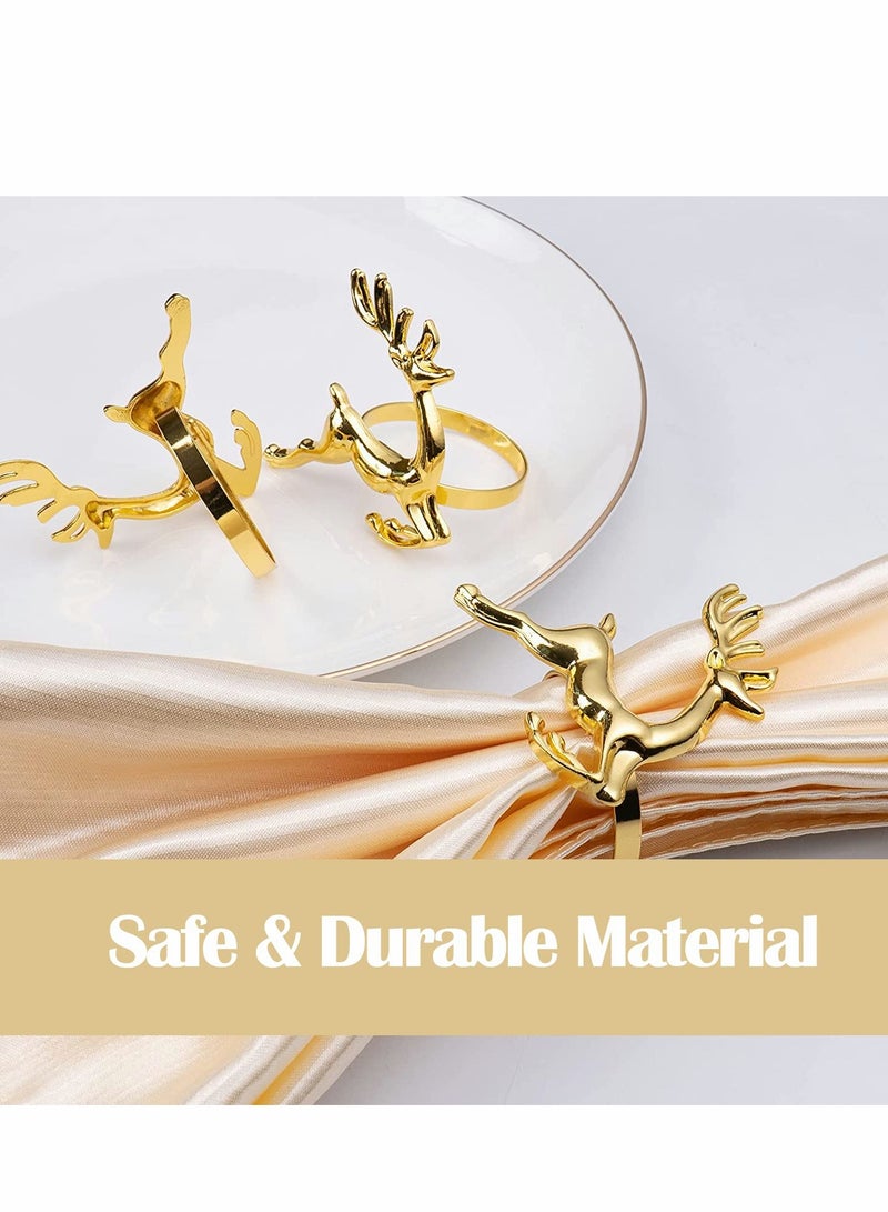 Excefore Napkin Rings Set, Elk Napkin Rings Gold Deer  - Image 2