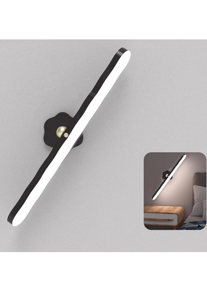 مصباح حائط خشبي LED، قابل للدوران 360 درجة، يعمل بالبطارية، لاسلكي، قابل لإعادة الشحن عبر USB، ضوء ليلي LED مع مفتاح تحكم باللمس، إضاءة زينة قابلة للتعتيم بمستويين، إضاءة منزلية للمكياج والقراءة - Image 5