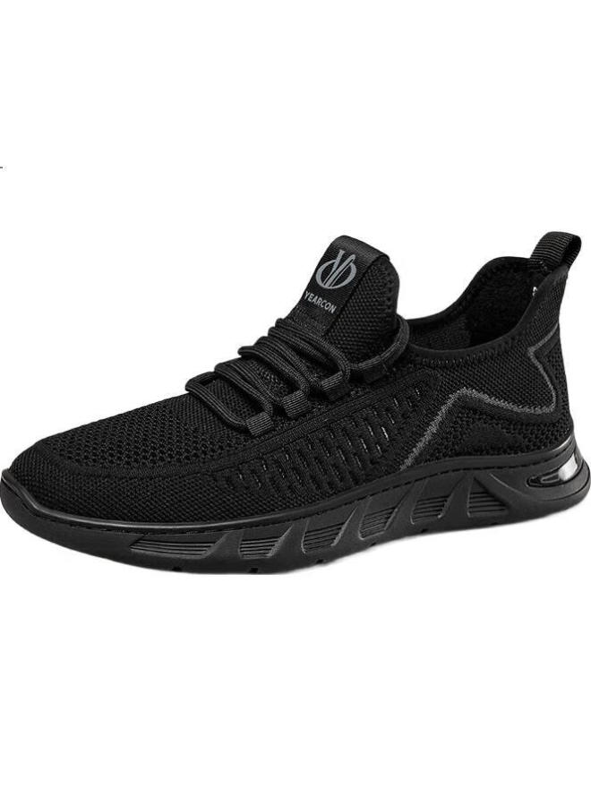 YEARCON Men'S Outdoor Sports Casual Mesh Shoes Thick-Soled Comfortable Trendy Flying Woven Shoes 96899W Black Size 41 - Image 3