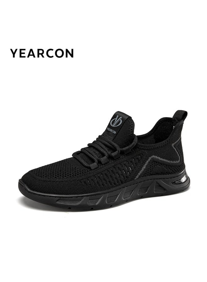 YEARCON Yierkang Men's Outdoor Sports Casual Mesh Shoes Thick-soled Comfortable Trendy Flying Woven Shoes 96899w Black Size 41 - Image 3