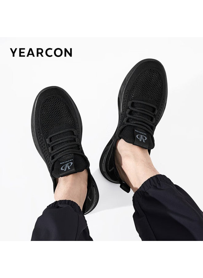 YEARCON Yierkang Men's Outdoor Sports Casual Mesh Shoes Thick-soled Comfortable Trendy Flying Woven Shoes 96899w Black Size 41 - Image 2
