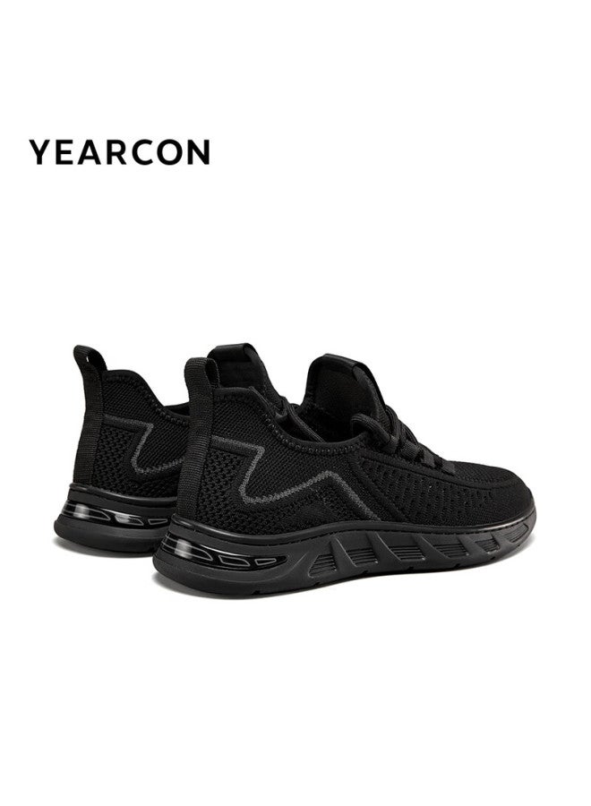 YEARCON Yierkang Men's Outdoor Sports Casual Mesh Shoes Thick-soled Comfortable Trendy Flying Woven Shoes 96899w Black Size 41 - Image 4