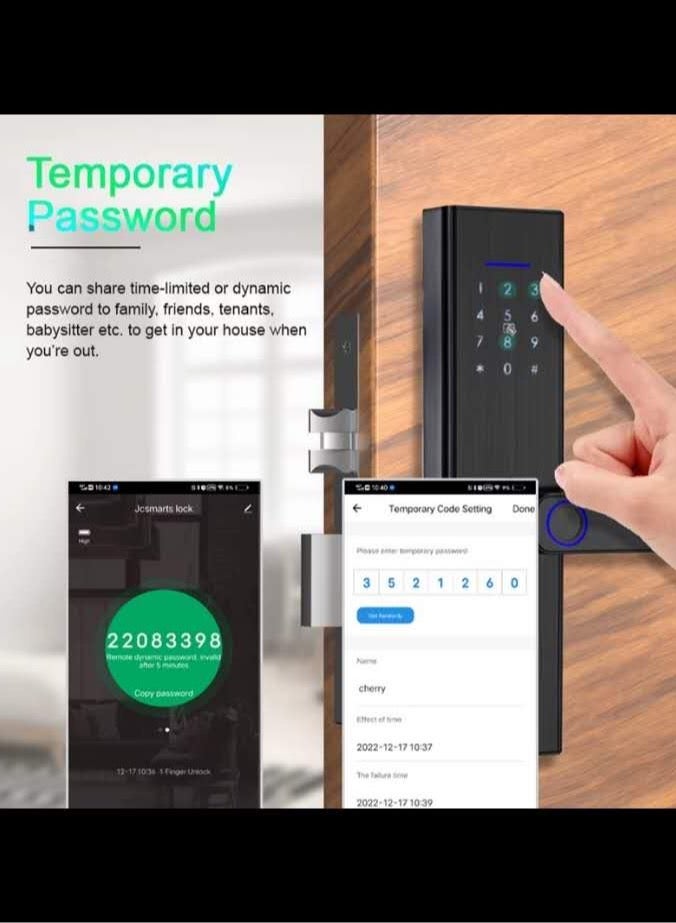 Smart Lock, ELLI-Riz Fingerprint Door Lock with Reversible Handle, Keyless Entry WiFi Lock, Free APP, IC Card, Anti-peep Code, Smart Lever for Home, Office - Image 1