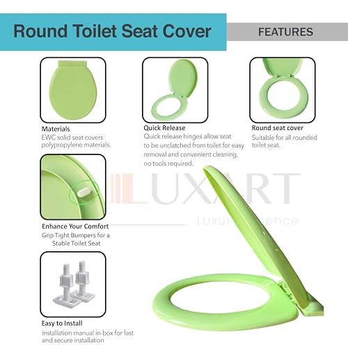 LUXART Toilet Seat Cover 17.9L x 14.5W Inc Indian Commode Oval Seat Cover With Round Edge | EWC Non Soft Close Commode Cover With Installation Kit | PP Western Toilet Cover For Bathroom Commercial Use - Image 2