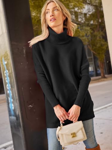 LILLUSORY Oversized Turtleneck Pullover Sweater Women 2025 Long Tunic Cozy Winter Trendy Plus Size Poncho Cowl Neck Cute Casual Early Fall Fashion Must Have Work Old Money Clothes Outfit Clothing - Image 3