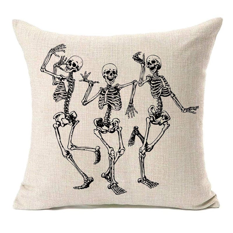 MFGNEH MFGNEH Halloween Skull Pillow Covers  Home Decor Cotton Linen Sofa Throw Pillow Case Cushion Cover 18"" x 18""  - Image 1