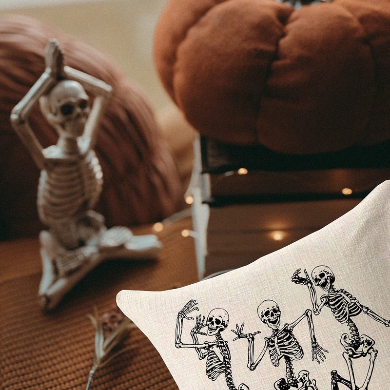 MFGNEH MFGNEH Halloween Skull Pillow Covers  Home Decor Cotton Linen Sofa Throw Pillow Case Cushion Cover 18"" x 18""  - Image 2
