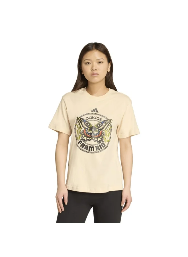 Adidas Adidas Farm Gfx Tee Beige Graphic Tee (Short Sleeve) T-Shirts For Women
