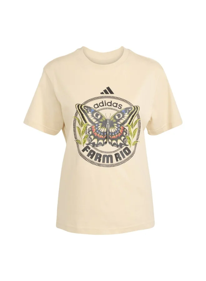 Adidas Adidas Farm Gfx Tee Beige Graphic Tee (Short Sleeve) T-Shirts For Women