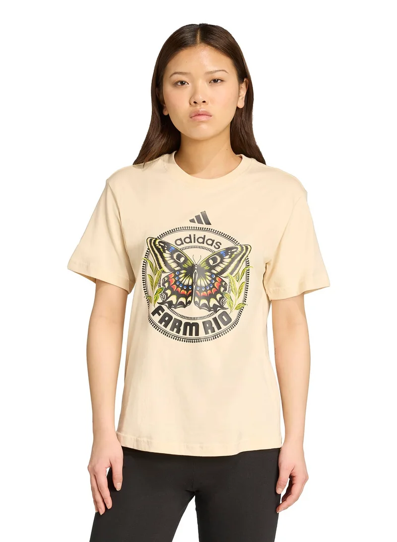 Adidas Farm Gfx Tee Beige Graphic Tee (Short Sleeve) T-Shirts For Women
