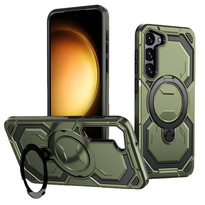 MagSafe Case Acrylic Protective TPU + for Samsung Galaxy A26 and Kickstand and Anti Fingerprint in Green for Family Use - Image 1