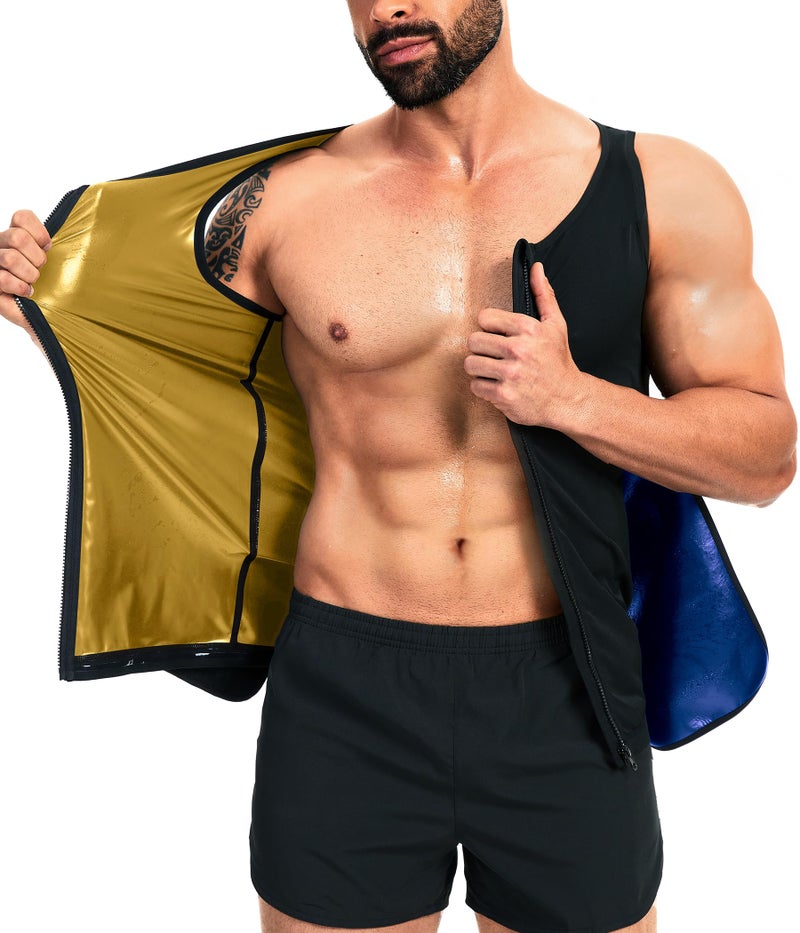 FUXERT Sauna Vest for Men Waist Trainer Sauna Shirt for Men Zipper Sweat Belt Tank Top for Belly Fat(BG L/XL) - Image 5