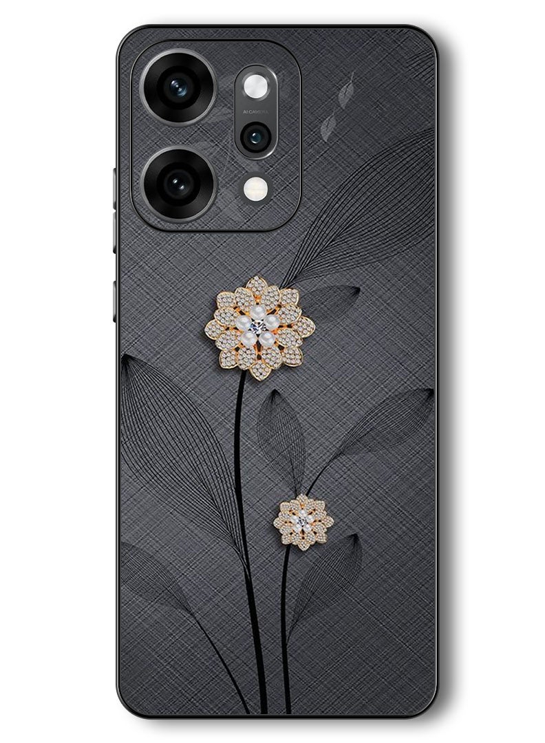 Theodor Case Compatible with Oppo Reno 14 Pro 6.83 Inch Protection Shockproof Bumper Cover Diamond Flowers - Image 1