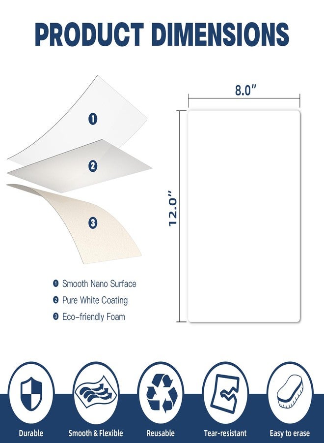 vimiroo 3 Pack Dry Erase Board Stickers Magnetic Free, 12"x8" Restickable Dry Erase Sheets No Residue for Wall/Refrigerator/Door/Cabinet, Adhesive Non-Magnetic Whiteboard, Fridge Dry Erase Paper - Image 2