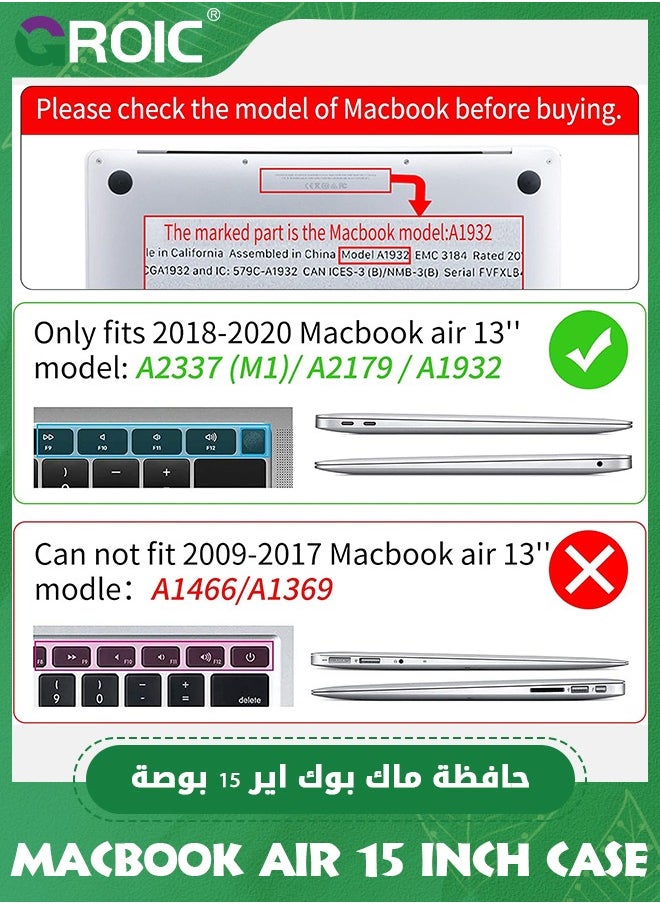 GROIC Compatible with MacBook Air 15 Inch Green Case Protector 2024 Release A2941 A3114 M3 Touch ID, Plastic Hard Shell Case with Keyboard Cover, Art Line  - Image 4