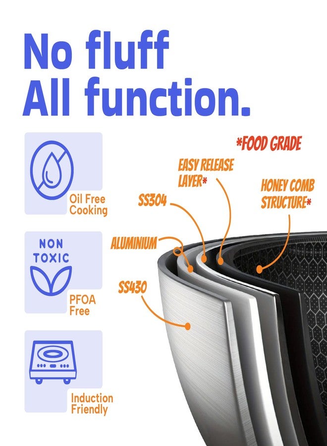 Durapan Non Stick Triply Roti/Chapati/Paratha Tawa with SafeHEX™ Honeycomb Technology for Easy Release | Induction Friendly Base | Scratch Resistant & Metal Spoon Friendly (26cm - 3.5mm Thk) - Image 4