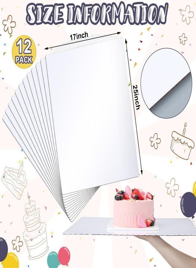 Skyygemm 12 Pcs 17 x 25 Inch Rectangle Cake Boards Half Sheet Cake Board Sturdy Corrugated Single Wall Base for Dessert Baking Party Supplies, White - Image 2